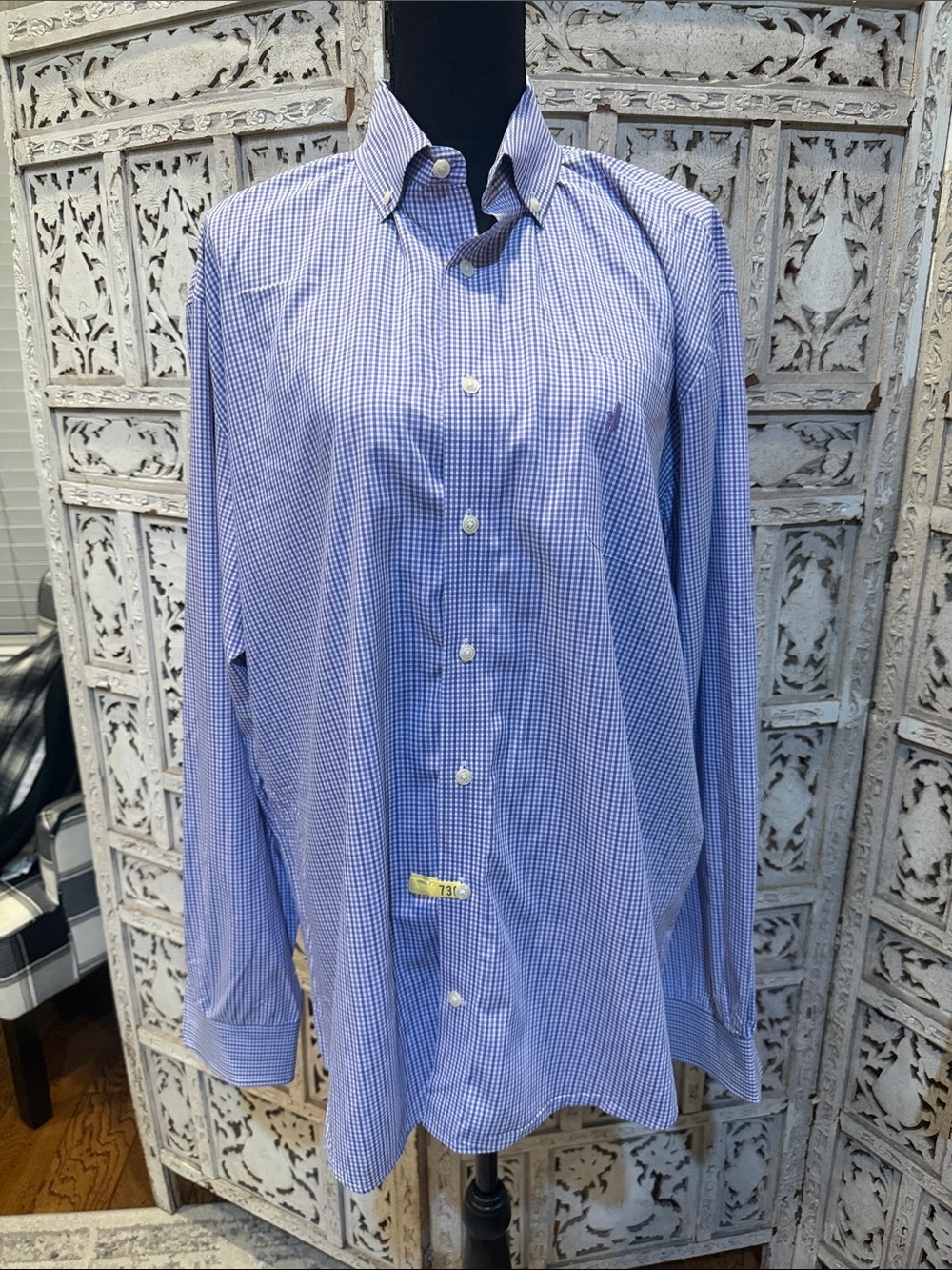 johnnie-O Blue Micro-Check Button-Down Dress Shirt